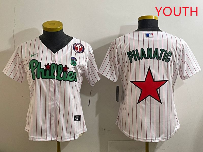 Youth Philadelphia Phillies Blank White Stripe Second generation joint name 2025 Nike MLB Jersey style 12